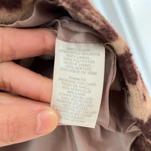 REBECCA TAYLOR Wool blend Leopard Faux Fur Coat - 10 - Picture 8 of 8